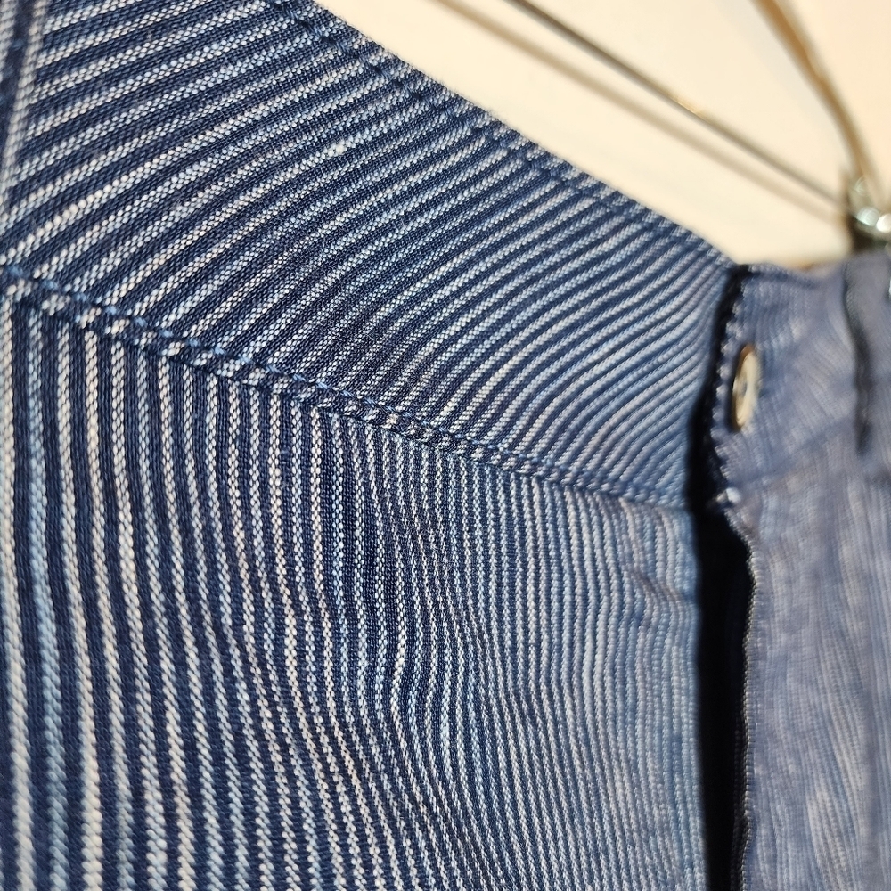 NYDJ Linen Blend Blue Stripe Pants Lift×Tuck Women's Size 16 - Picture 5 of 16